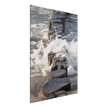 Aluminium Dibond schilderijen Breakwater On The Beach