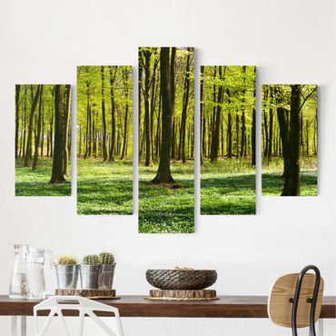 Canvas schilderijen - 5-delig Forest Meadow