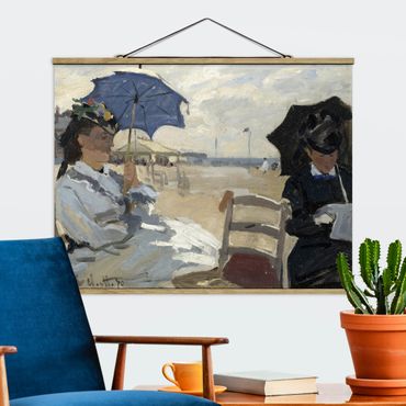 Stoffen schilderij met posterlijst Claude Monet - At The Beach Of Trouville