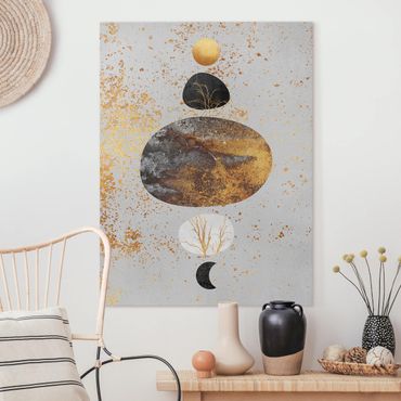 Canvas schilderijen Sun And Moon In Golden Glory