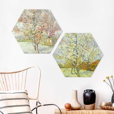 Hexagons Forex schilderijen - 2-delig Vincent Van Gogh - Peach Blossom In The Garden