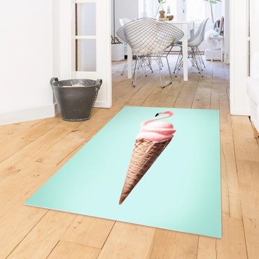 Vinyl tapijt Ice Cream Cone With Flamingo