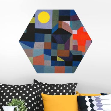 Hexagons Aluminium Dibond schilderijen Paul Klee - Fire At Full Moon