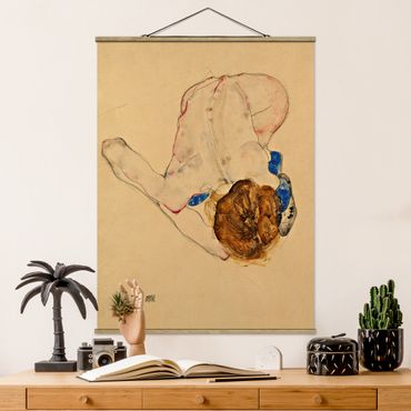 Stoffen schilderij met posterlijst Egon Schiele - Forward Flexed Act