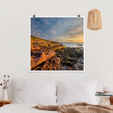Posters Tarbat Ness Lighthouse And Sunset At The Ocean