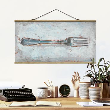 Stoffen schilderij met posterlijst Impressionistic Cutlery - Fork