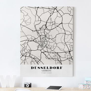Canvas schilderijen Dusseldorf City Map - Classic