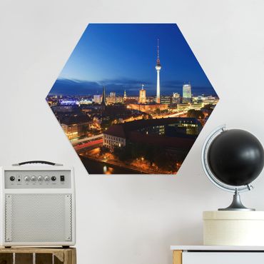 Hexagons Aluminium Dibond schilderijen TV Tower At Night