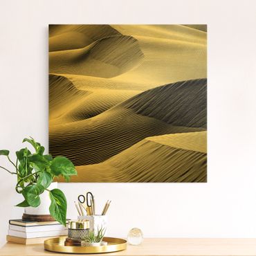 Canvas schilderijen - Goud Wave Pattern In Desert Sand