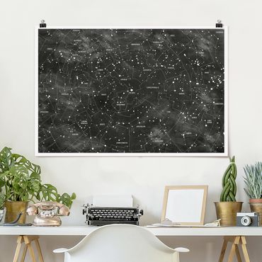 Posters Map Of Constellations Blackboard Look