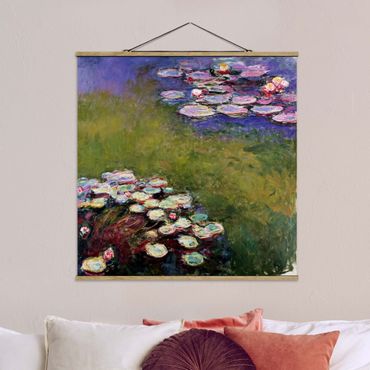 Stoffen schilderij met posterlijst Claude Monet - Water Lilies