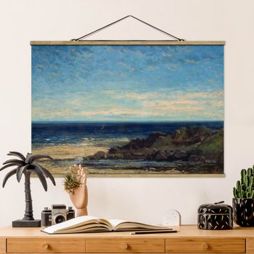 Stoffen schilderij met posterlijst Gustave Courbet - The Sea - Blue Sea, Blue Sky