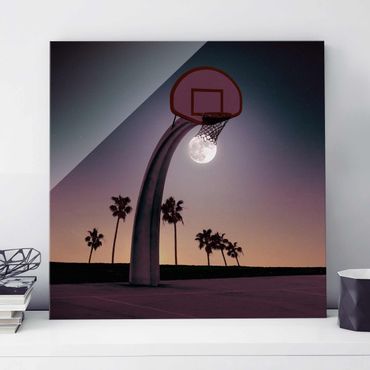 Glasschilderijen Basketball With Moon