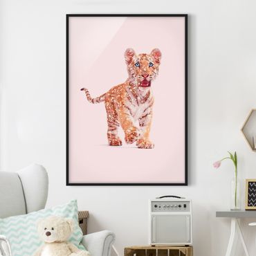 Ingelijste posters Tiger With Glitter