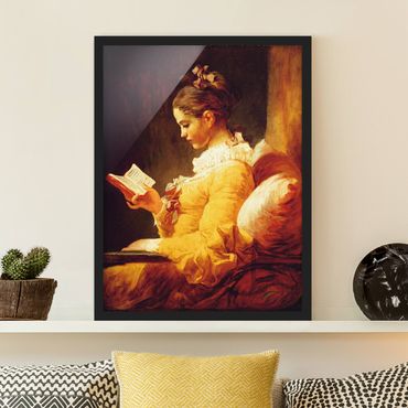 Ingelijste posters Jean Honoré Fragonard - Young Girl Reading