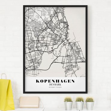 Ingelijste posters Copenhagen City Map - Classic