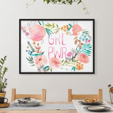 Ingelijste posters Pink Flowers - Girl Power