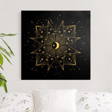 Canvas schilderijen - Goud Astrology Moon Magic Black