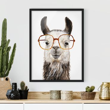 Ingelijste posters Hip Lama With Glasses IV