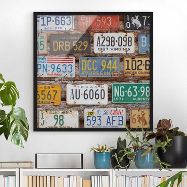 Ingelijste posters American License Plates On Wood