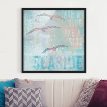 Ingelijste posters Shabby Chic Collage - Seagulls