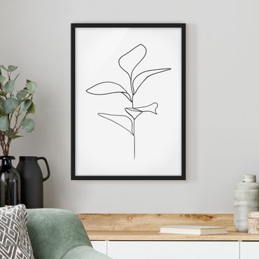 Ingelijste posters Line Art Plant Leaves Black And White