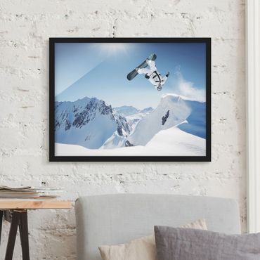 Ingelijste posters Flying Snowboarder