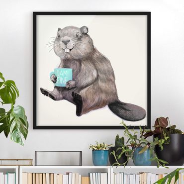 Ingelijste posters Illustration Beaver Wit Coffee Mug