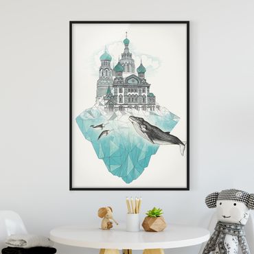 Ingelijste posters Illustration Church With Domes And Wal