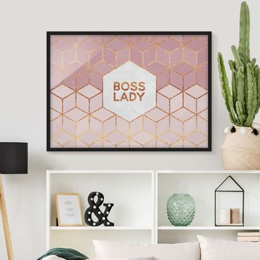 Ingelijste posters Boss Lady Hexagons Pink