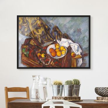 Ingelijste posters Paul Cézanne - Still Life, Flower Curtain, And Fruits