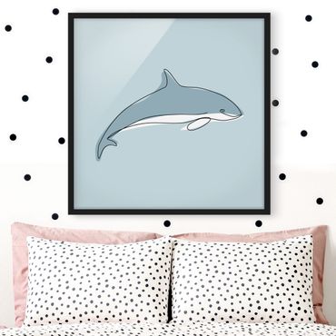 Ingelijste posters Dolphin Line Art