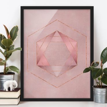 Ingelijste posters Geometry In Pink And Gold I