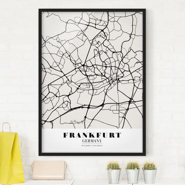 Ingelijste posters Frankfurt City City Map - Classical