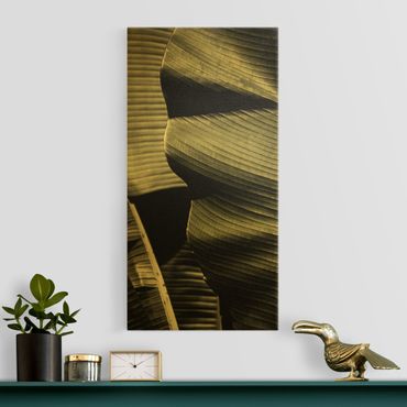 Canvas schilderijen - Goud Close-Up Of Banana Leaf