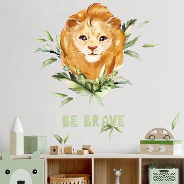Muurstickers Watercolor Lion - Be Brave