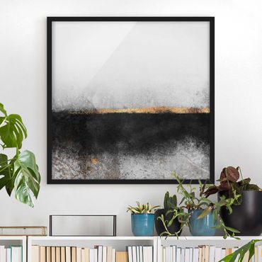 Ingelijste posters Abstract Golden Horizon Black And White