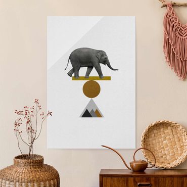 Glasschilderijen Art Of Balance Elephant