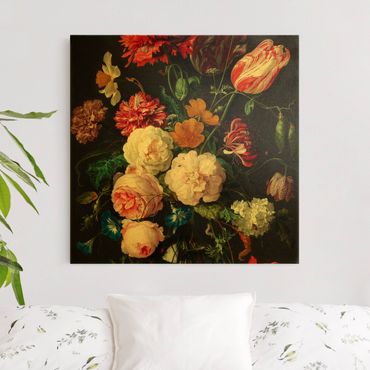 Canvas schilderijen - Goud Jan Davidsz De Heem - Still Life With Flowers In A Glass Vase