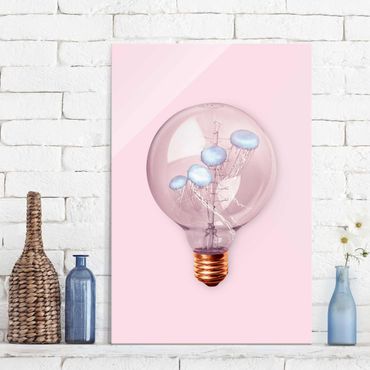 Glasschilderijen Light Bulb With Jellyfish