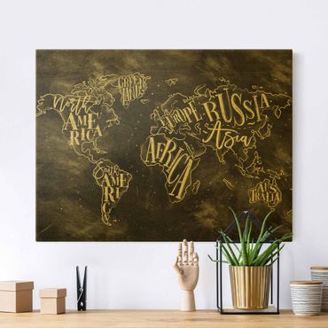 Canvas schilderijen - Goud Chalk World Map