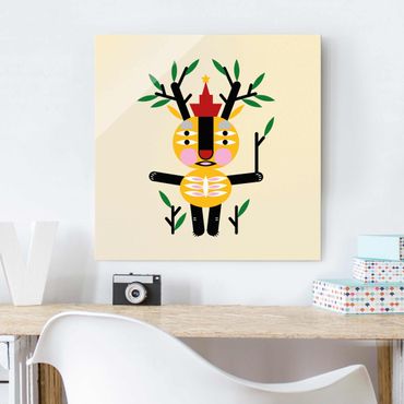 Glasschilderijen Collage Ethno Monster - Deer