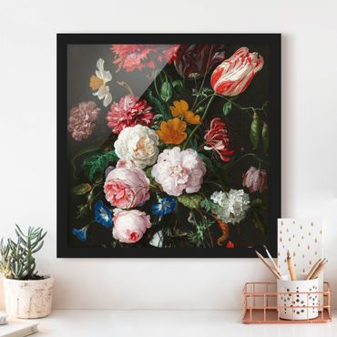 Ingelijste posters Jan Davidsz De Heem - Still Life With Flowers In A Glass Vase