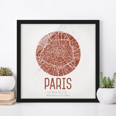 Ingelijste posters City Map Paris - Retro