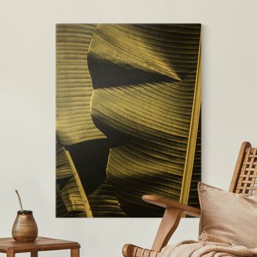 Canvas schilderijen - Goud Close-Up Of Banana Leaf