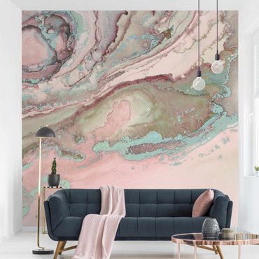 Fotobehang Colour Experiments Marble Light Pink And Turquoise