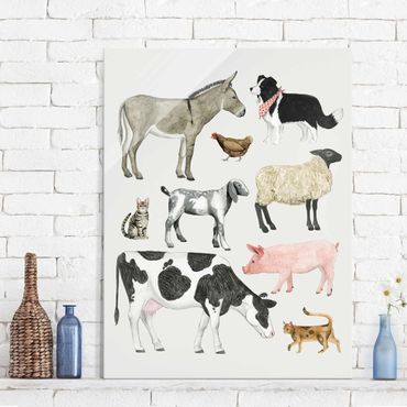 Glasschilderijen Farm Animal Family II