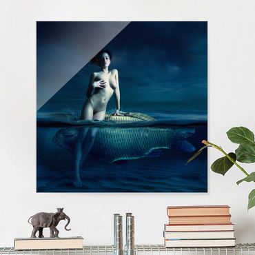 Glasschilderijen Nude With Fish