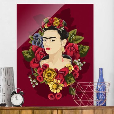 Glasschilderijen Frida Kahlo - Roses