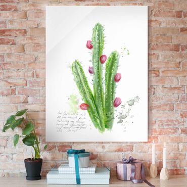 Glasschilderijen Cactus With Bibel Verse II